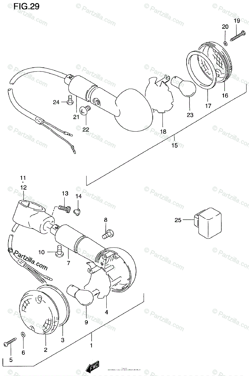 Suzuki Motorcycle 1998 OEM Parts Diagram for TURN SIGNAL LAMP