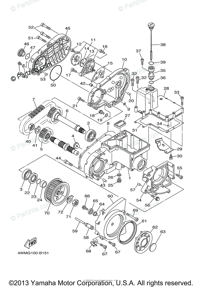 Yamaha Motorcycle 2003 OEM Parts Diagram for Middle Drive Gear