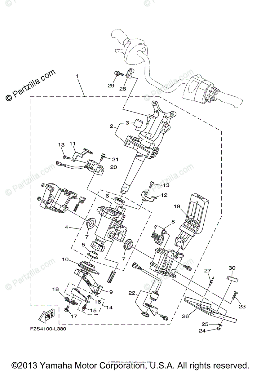 Yamaha Waverunner 2012 OEM Parts Diagram for Steering (2) | Partzilla.com
