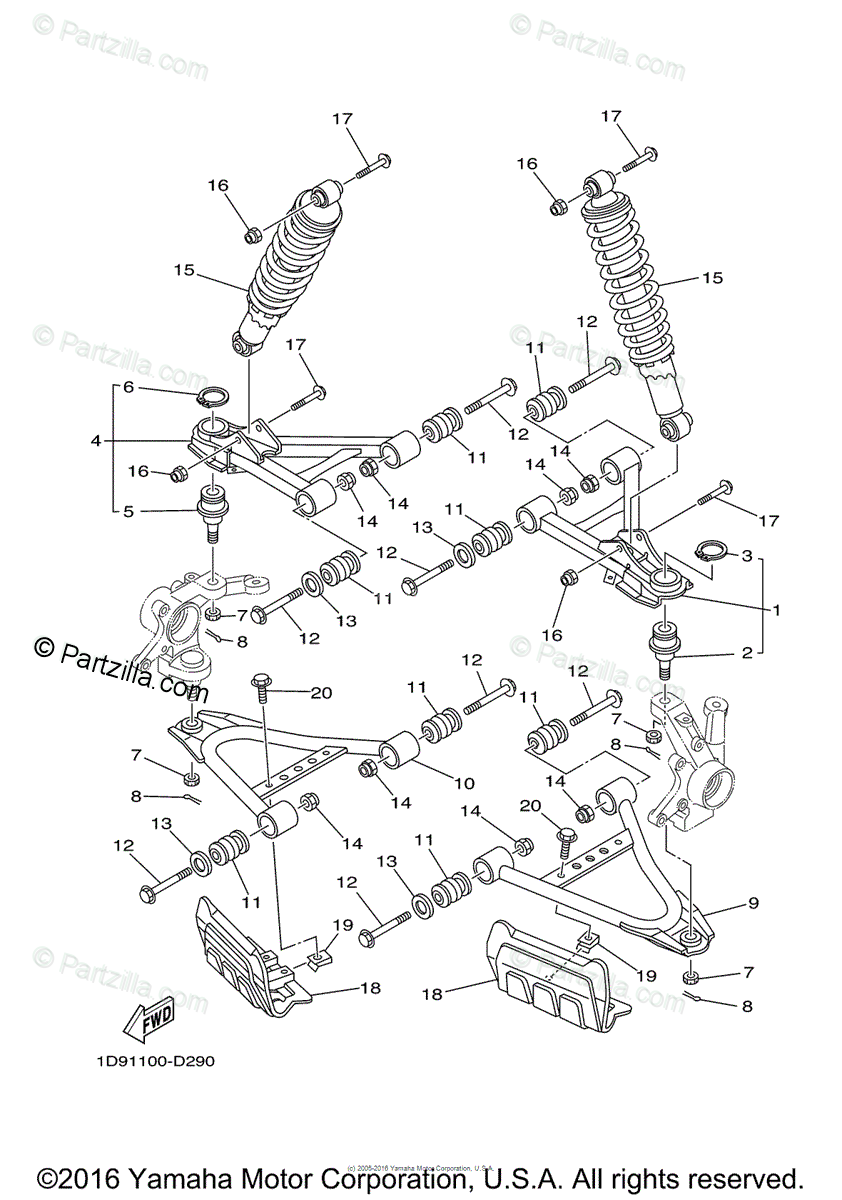 Yamaha Atv 2006 Oem Parts Diagram For Front Suspension