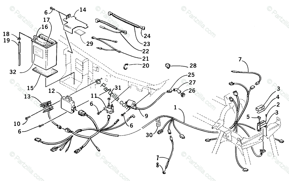 Arctic Cat ATV 2000 OEM Parts Diagram for Electrical Components