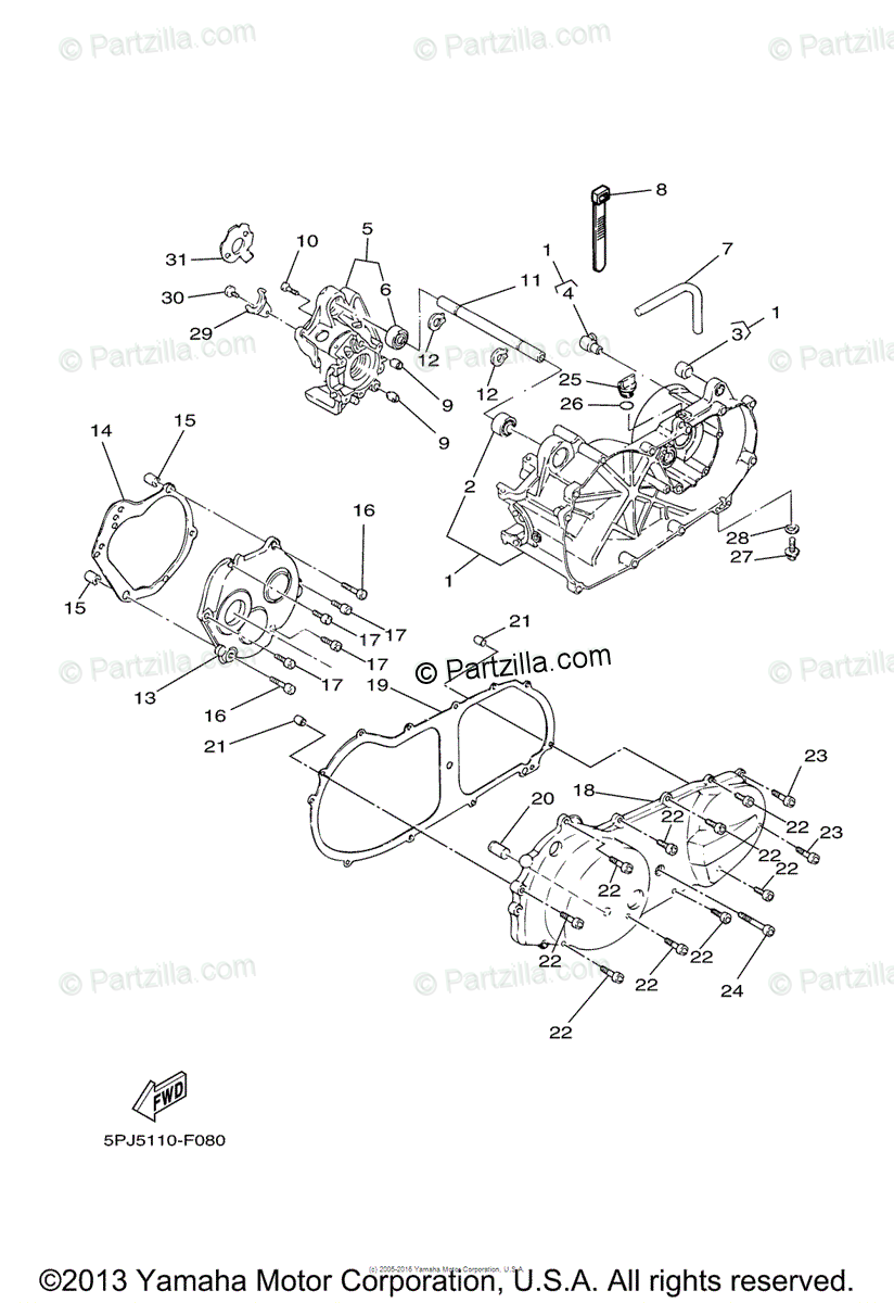 Yamaha Scooter 2008 Oem Parts Diagram For Crankcase