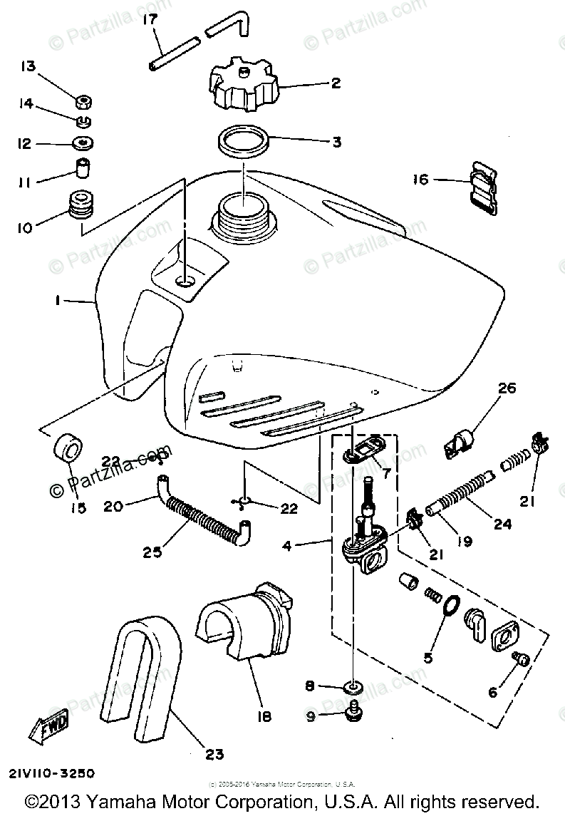 Yamaha Atv 1983 Oem Parts Diagram For Fuel Tank