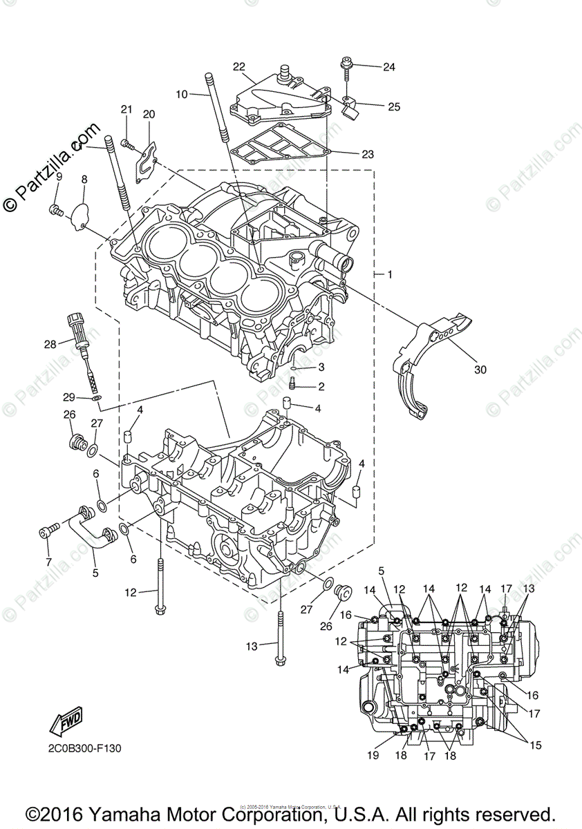 Yamaha Motorcycle 2007 OEM Parts Diagram for Crankcase ... yamaha r6 engine parts diagram 