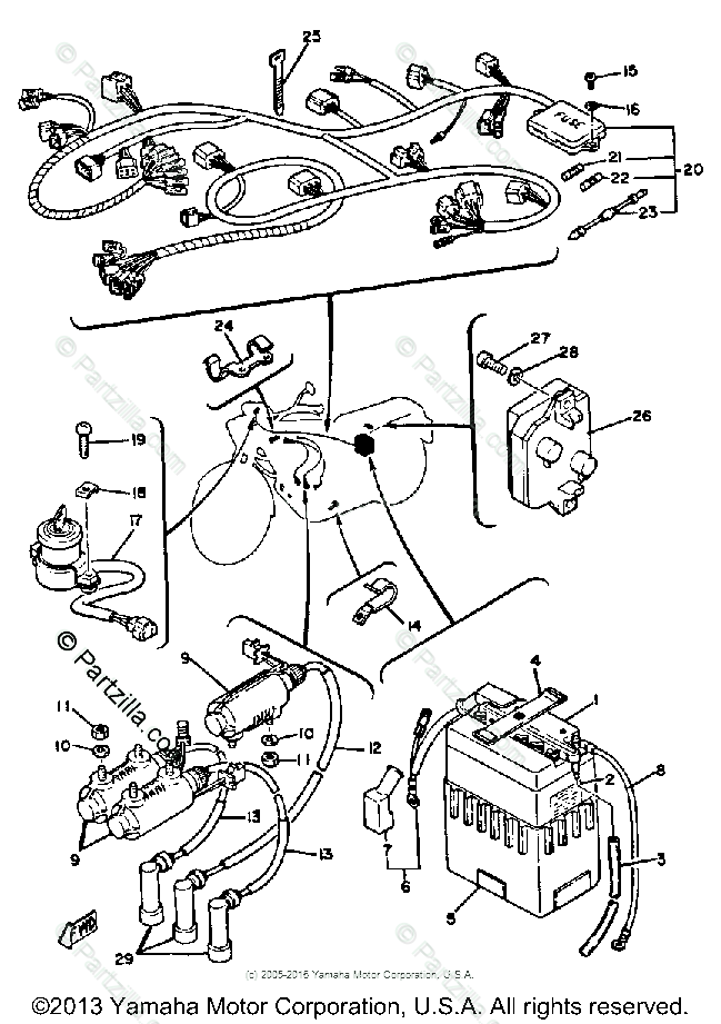 Yamaha Motorcycle 1980 OEM Parts Diagram for Electrical - 1 | Partzilla.com