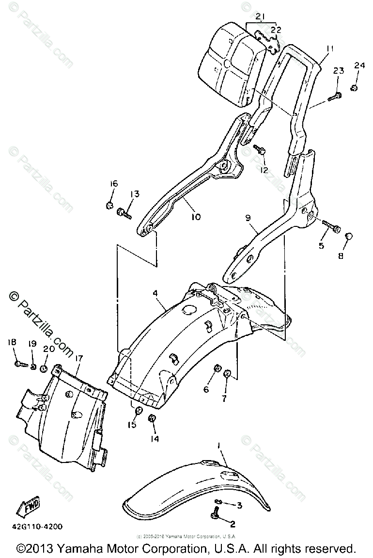 Yamaha Motorcycle 1985 Oem Parts Diagram For Fender