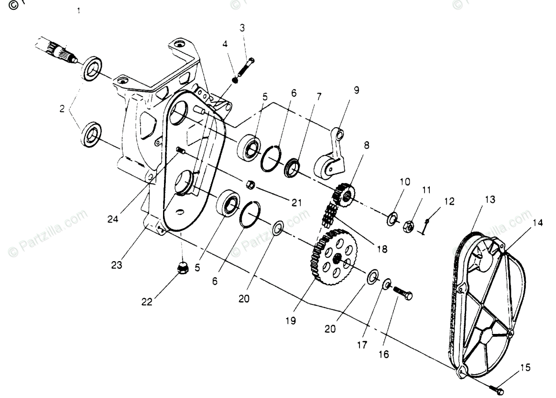 Polaris Snowmobile 1995 OEM Parts Diagram for Chaincase Assembly ...