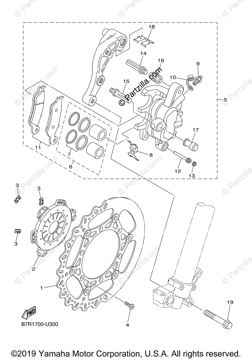 Yamaha Motorcycle 2020 Oem Parts Diagram For Front Brake