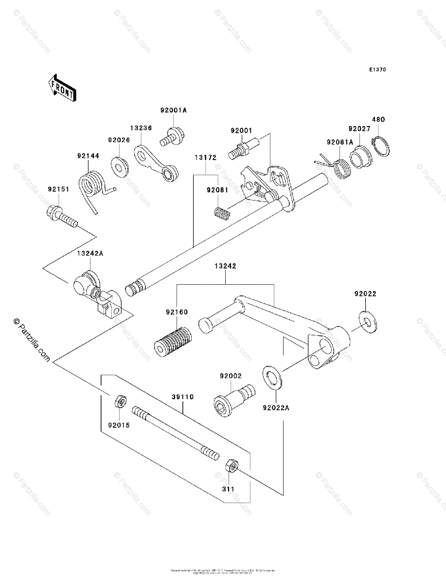 Kawasaki Motorcycle 2004 OEM Parts Diagram for Gear Change Mechanism