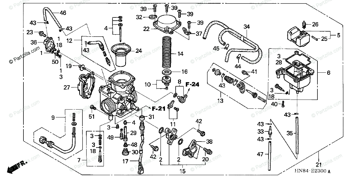 Honda ATV 2005 OEM Parts Diagram for CARBURETOR | Partzilla.com