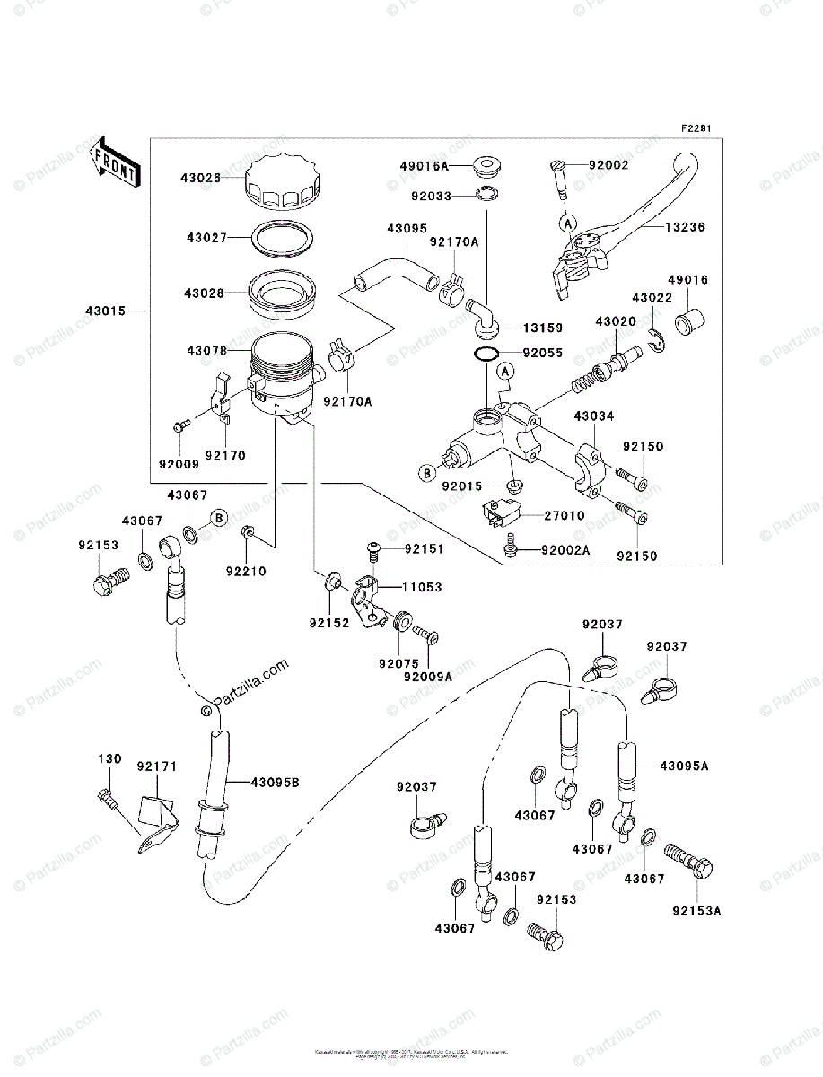 Kawasaki Motorcycle 2005 OEM Parts Diagram for FRONT MASTER CYLINDER