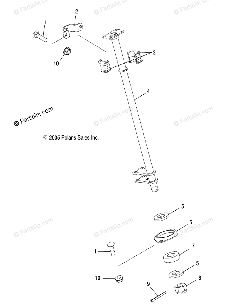 Polaris Atv 2005 Oem Parts Diagram For Steering Post   Ac