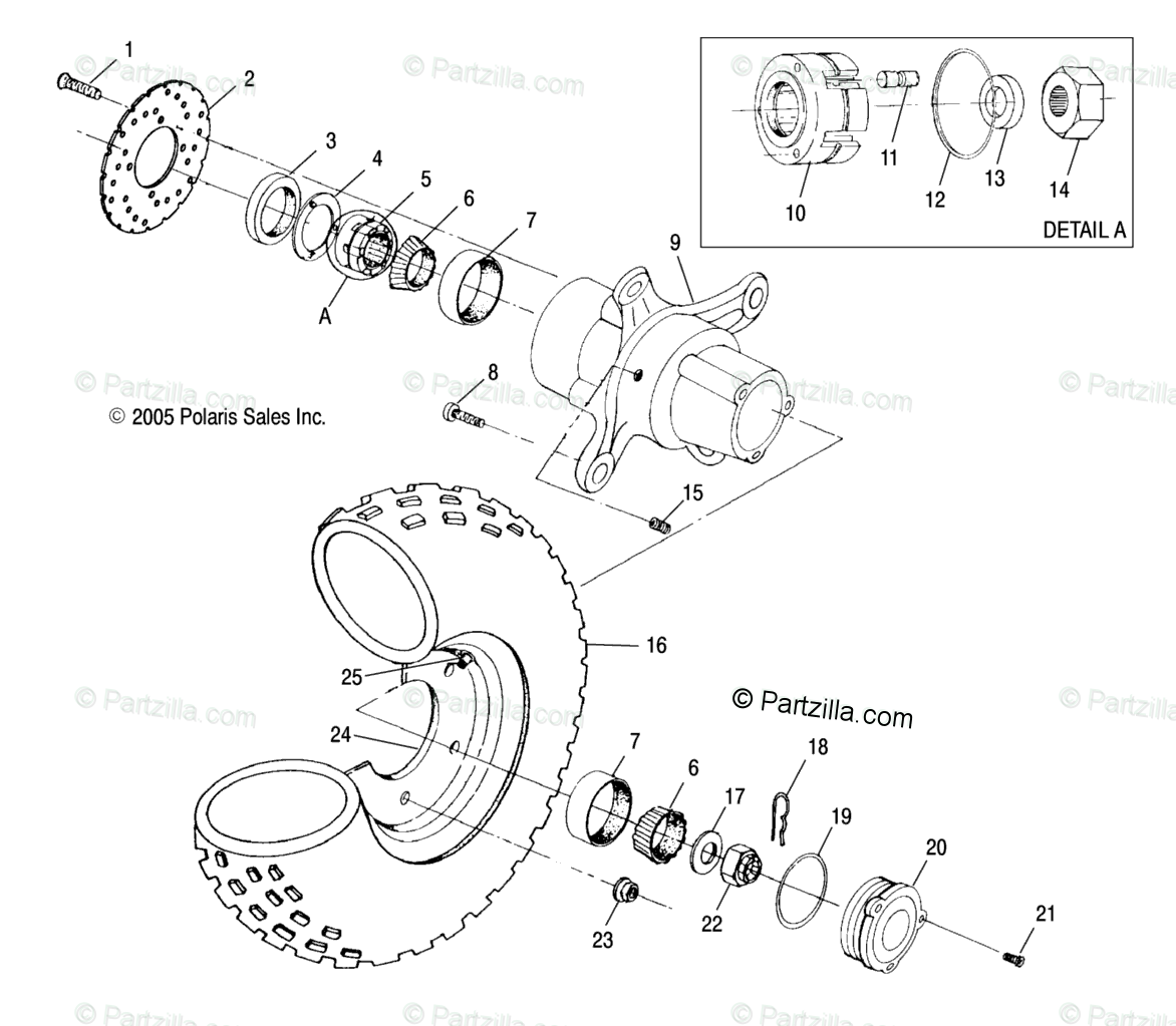 Polaris ATV 2003 OEM Parts Diagram for FRONT WHEEL | Partzilla.com