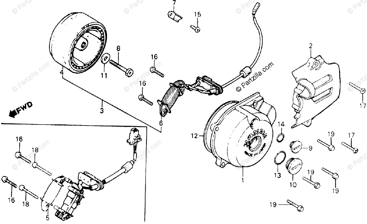 Honda Motorcycle 1982 OEM Parts Diagram for Left Crankcase Cover
