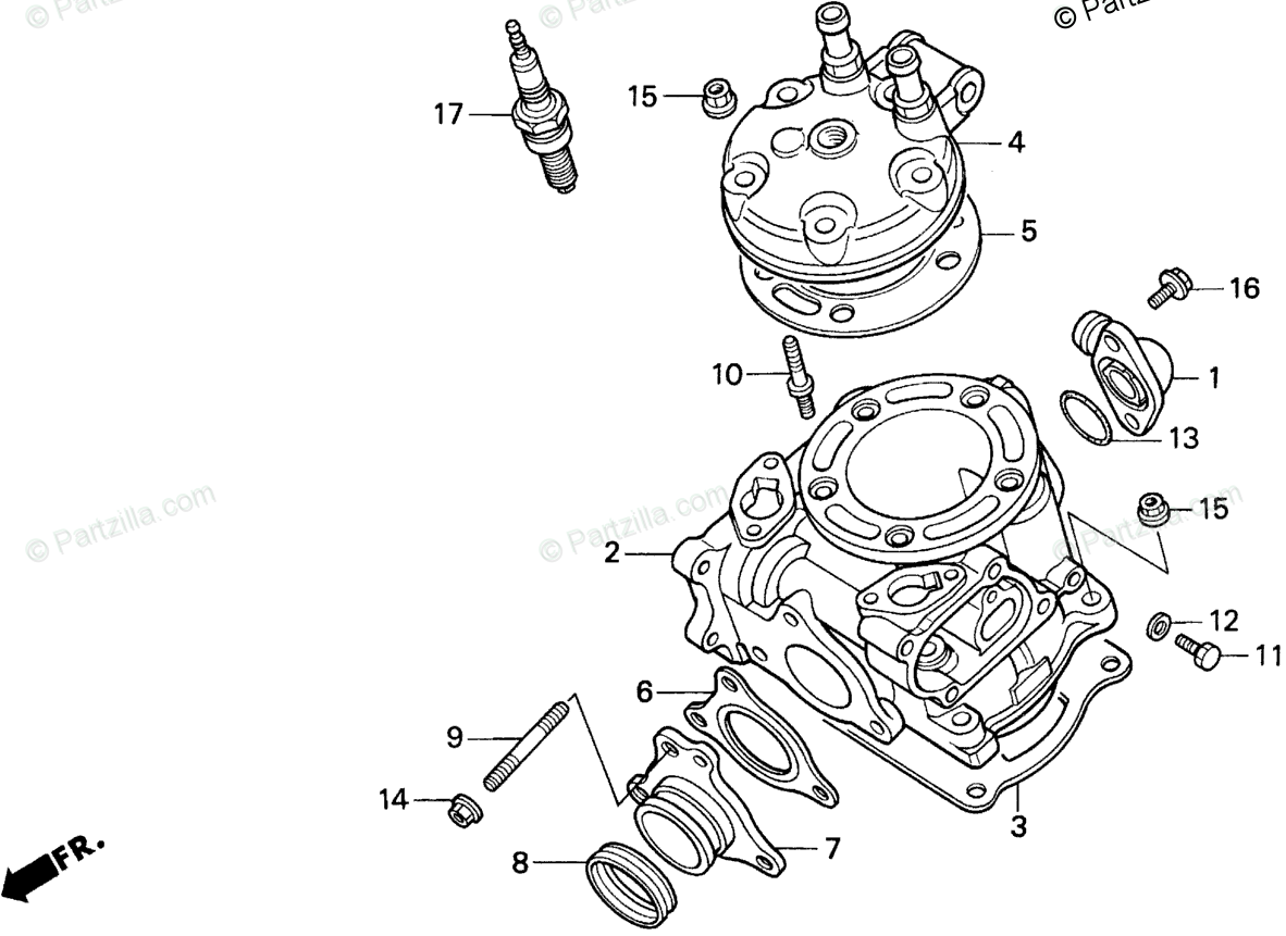 Honda Motorcycle 1996 OEM Parts Diagram for Cylinder Head ...