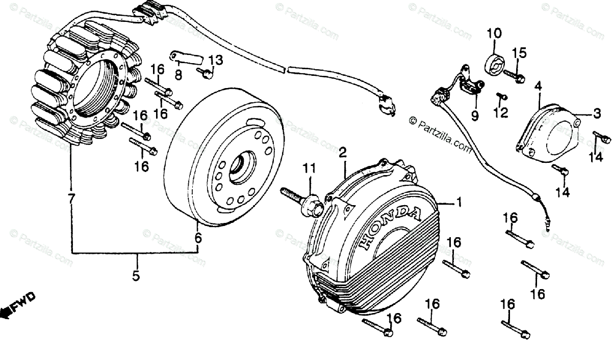 Honda Motorcycle 1983 Oem Parts Diagram For Alternator