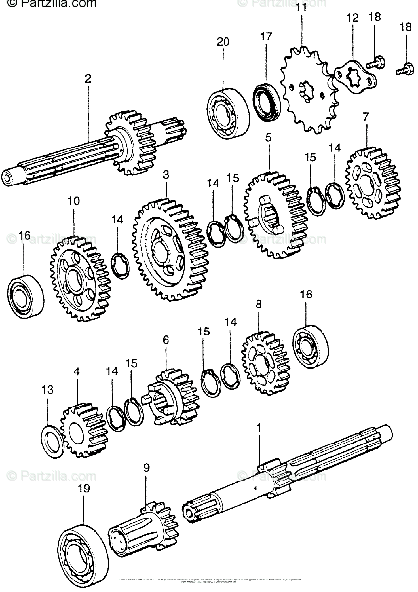 Honda Motorcycle Models with no year OEM Parts Diagram for TRANSMISSION