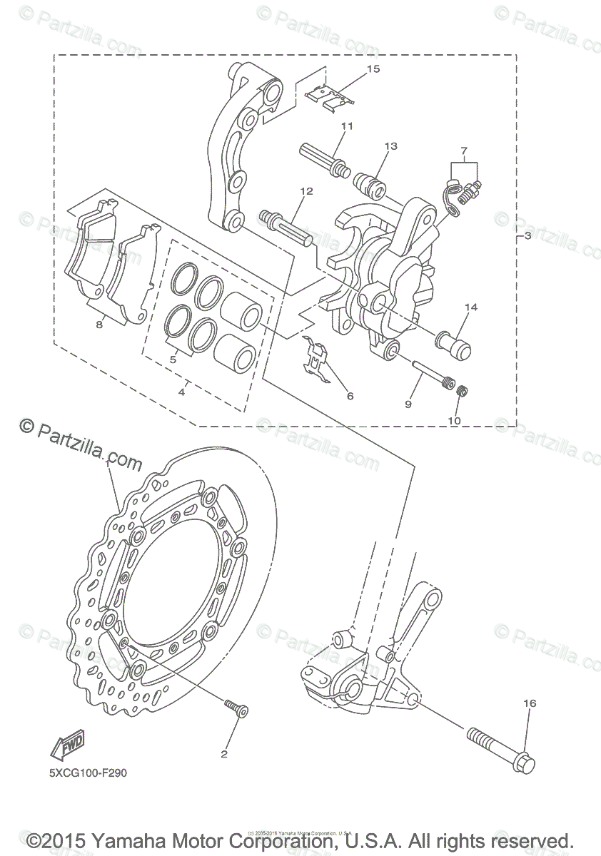 Yamaha Motorcycle 2008 Oem Parts Diagram For Front Brake