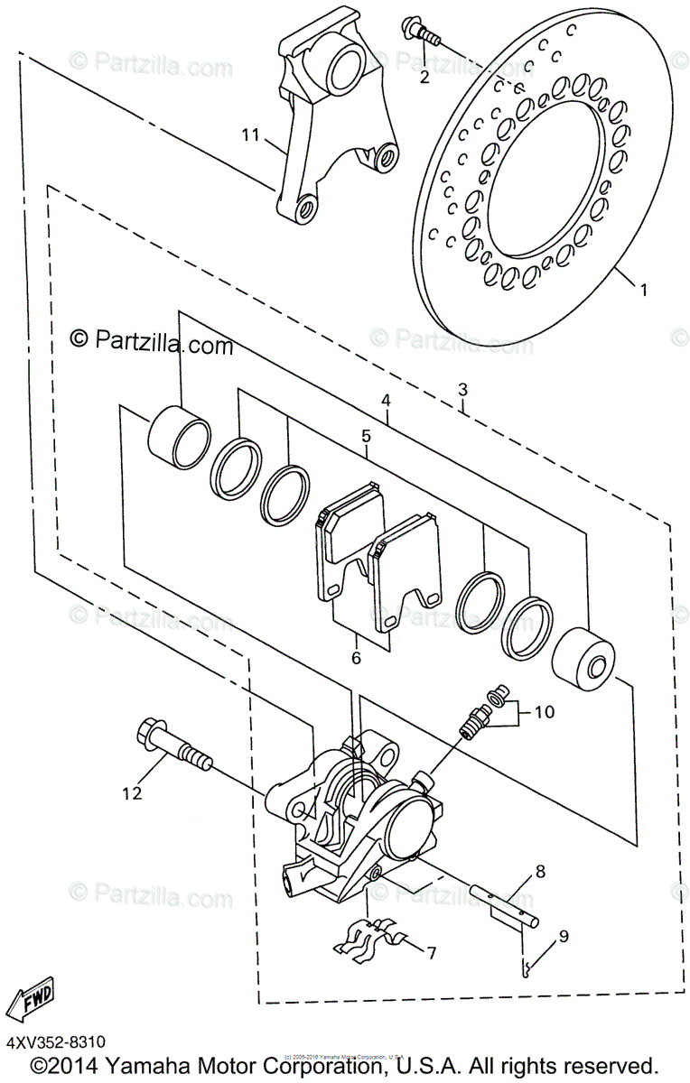 Yamaha Motorcycle 2001 Oem Parts Diagram For Rear Brake