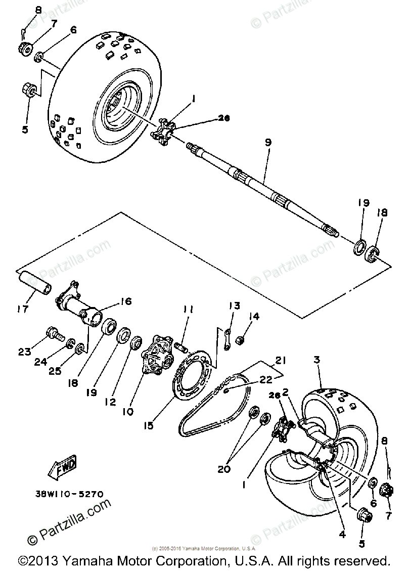 Yamaha Atv 1985 Oem Parts Diagram For Rear Wheel