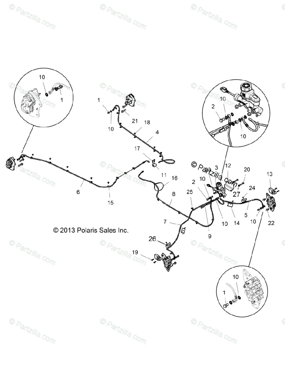 Polaris Side By Side 2016 Oem Parts Diagram For Brakes