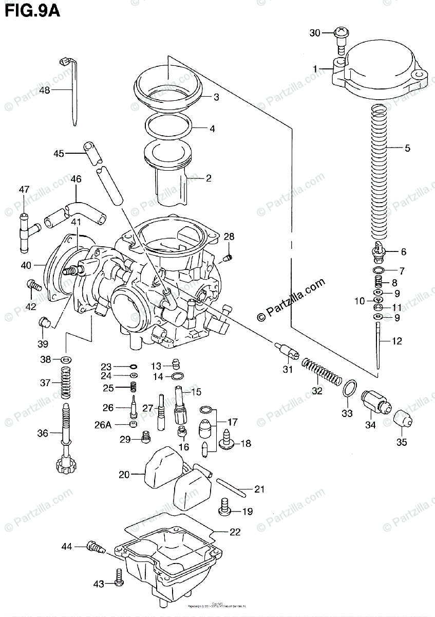 Suzuki ATV 2001 OEM Parts Diagram for CARBURETOR (MODEL Y/K1