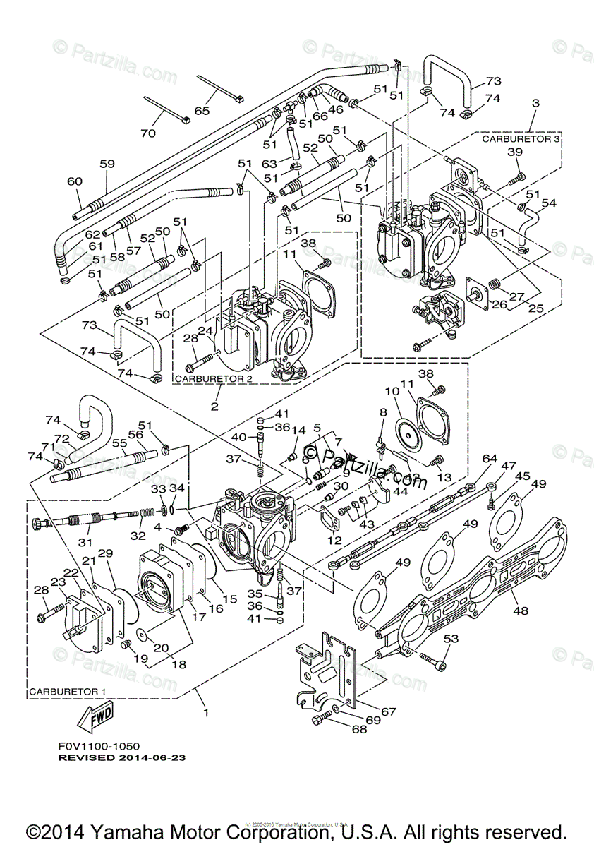 Yamaha Waverunner 2001 Oem Parts Diagram For Carburetor