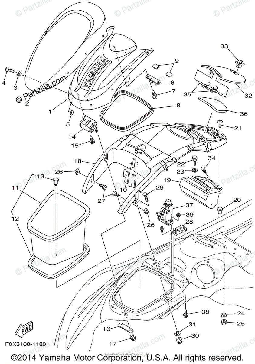 Yamaha Waverunner 2001 OEM Parts Diagram for Engine Hatch 2 | Partzilla.com