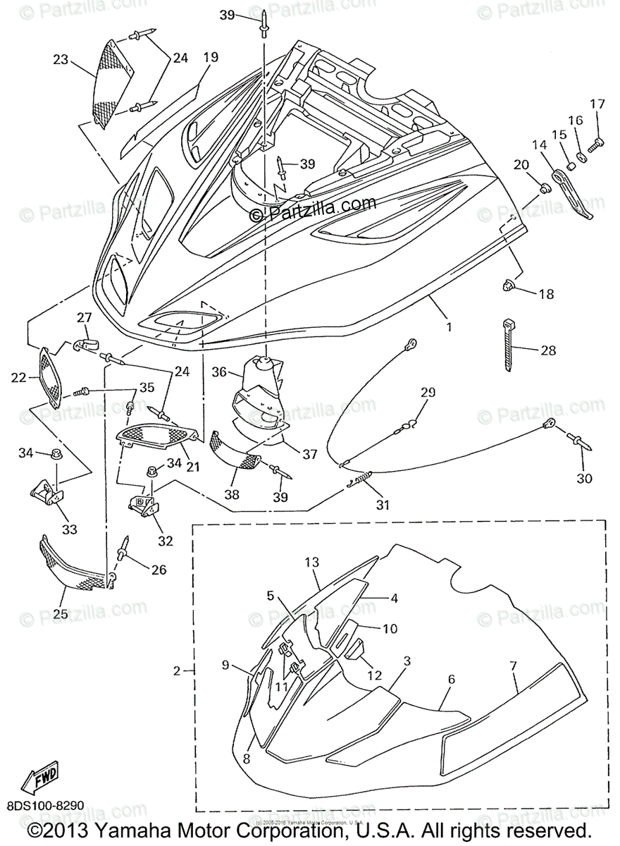 Yamaha Snowmobile 1999 Oem Parts Diagram For Shroud