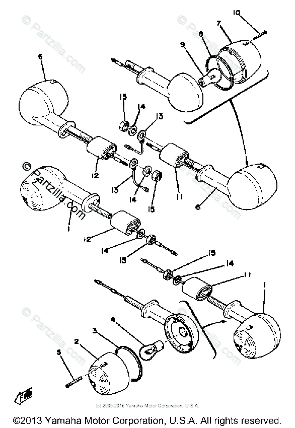 Yamaha Motorcycle 1978 OEM Parts Diagram for Flasher Light | Partzilla.com