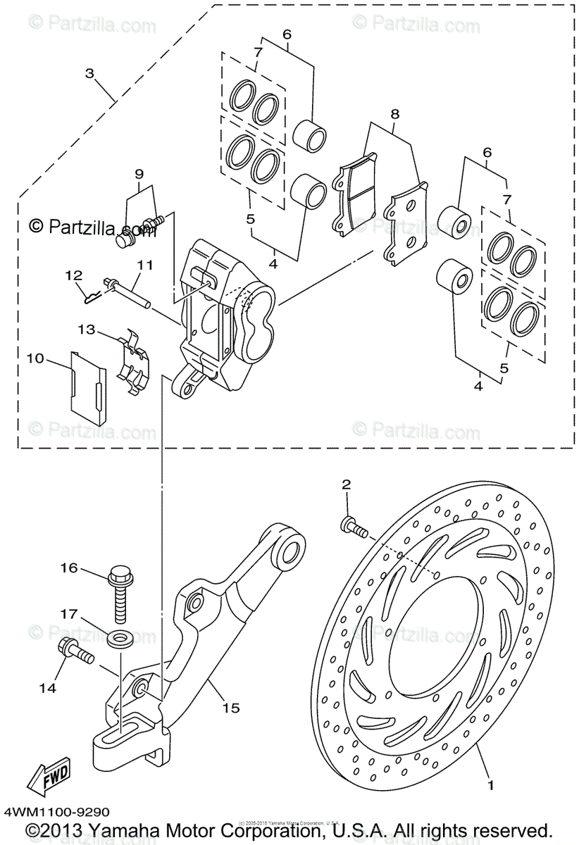 Yamaha Motorcycle 1999 Oem Parts Diagram For Rear Brake