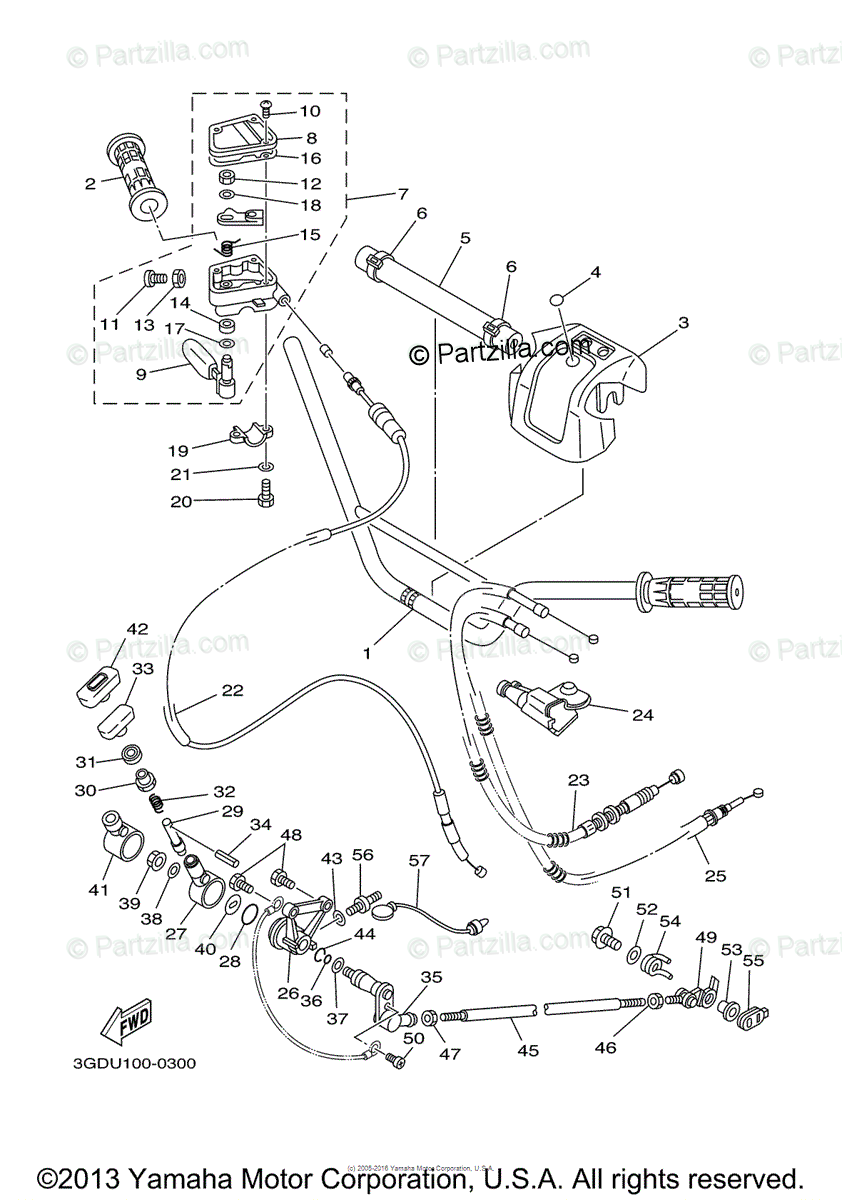 Yamaha Atv 2000 Oem Parts Diagram For Steering Handle