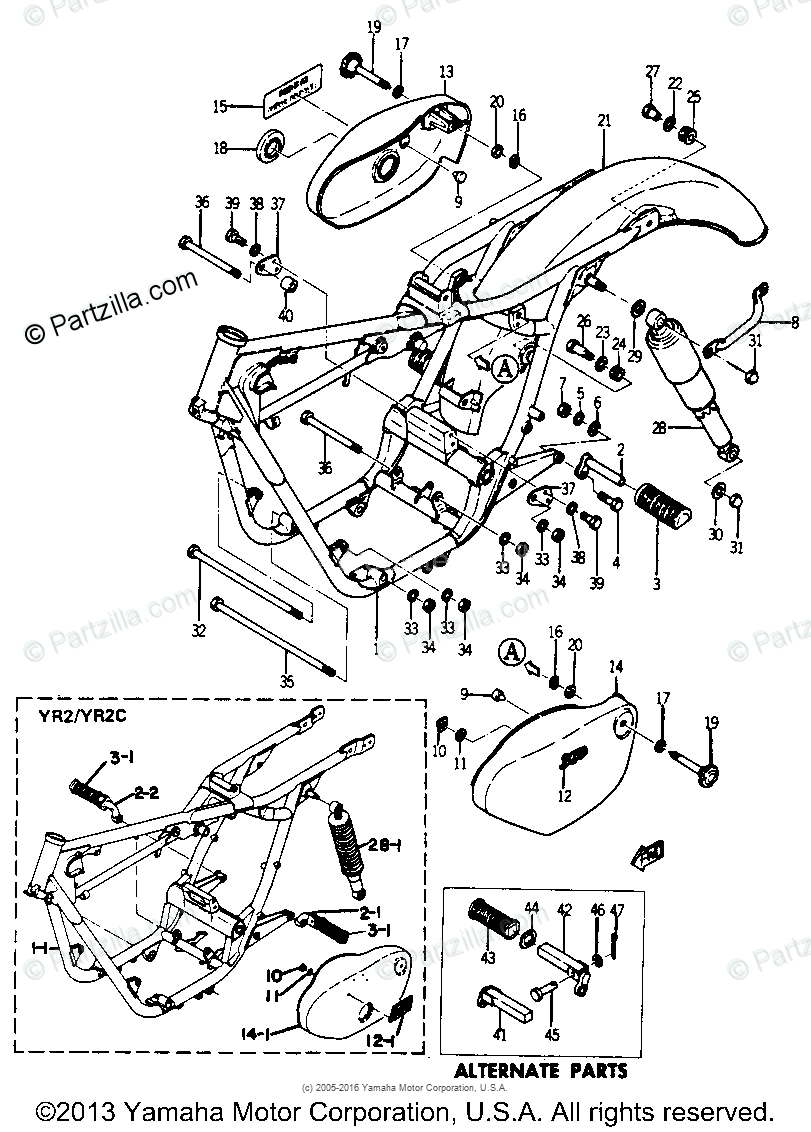 Yamaha Motorcycle 1967 OEM Parts Diagram for Frame | Partzilla.com