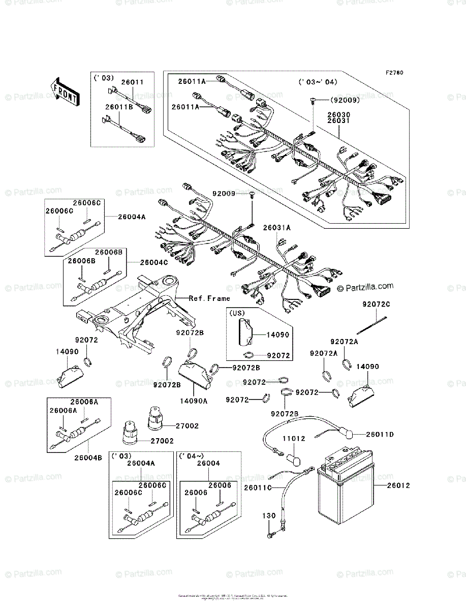 Kawasaki ATV 2003 OEM Parts Diagram for Chassis Electrical Equipment
