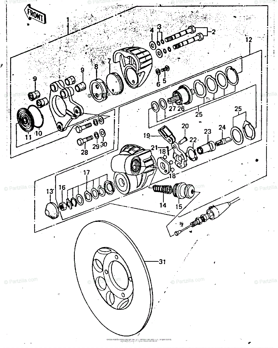 Kawasaki Motorcycle 1978 Oem Parts Diagram For Front Brake