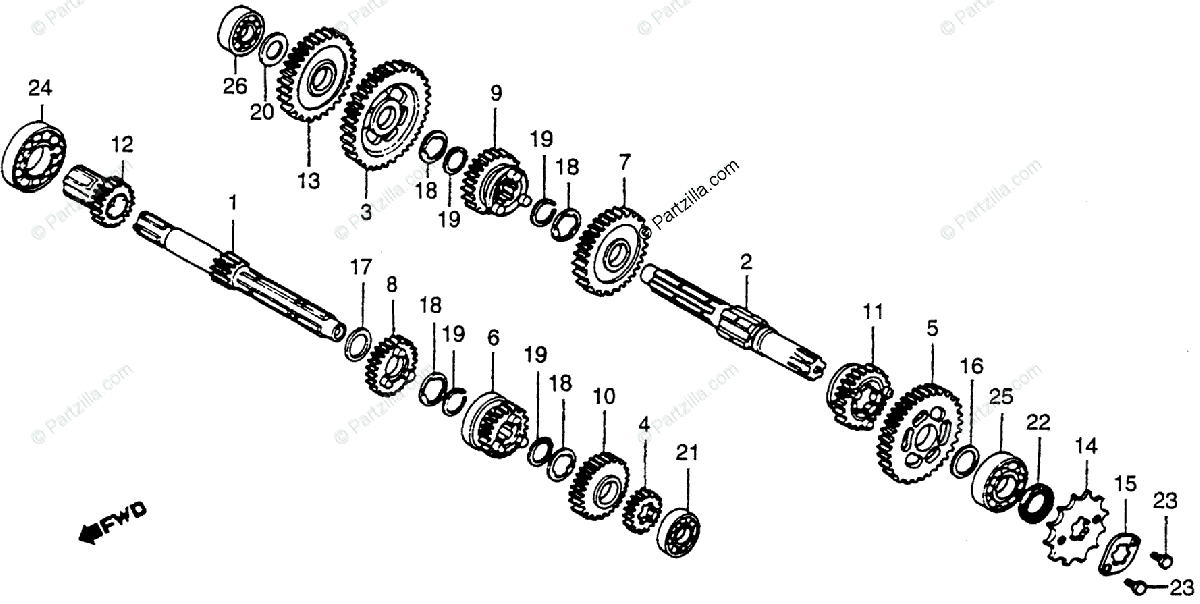 Honda Motorcycle 1980 Oem Parts Diagram For Transmission