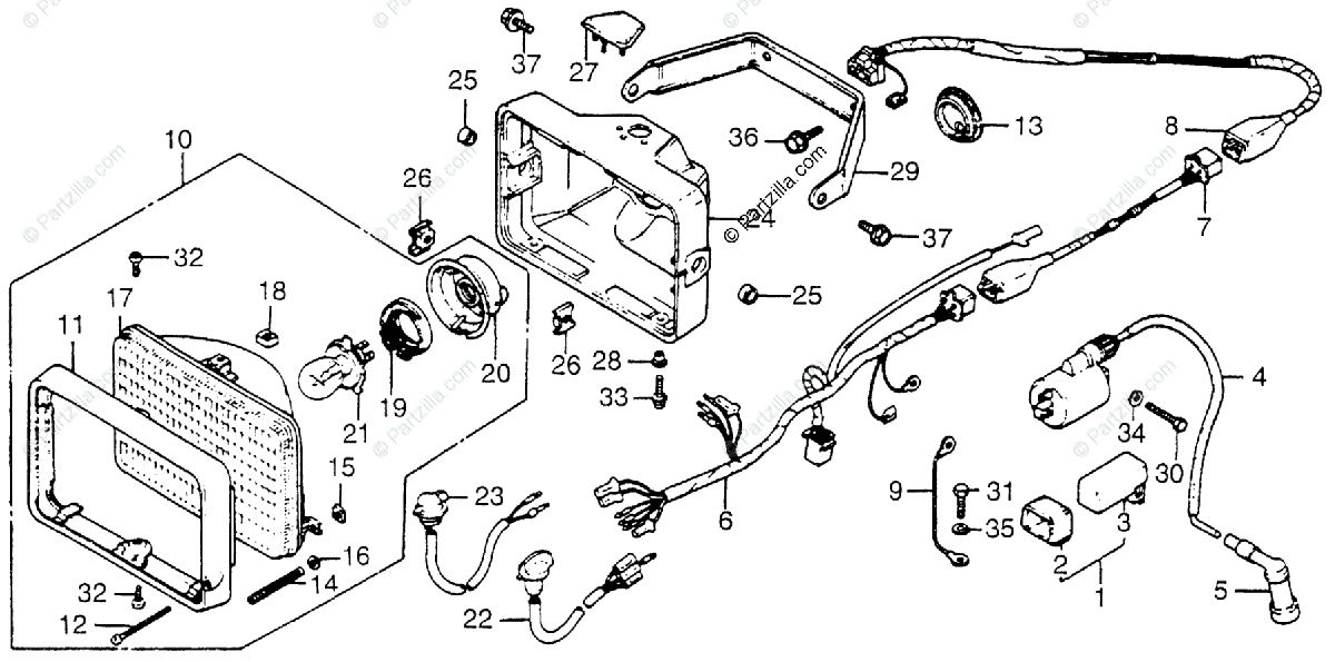 Honda Atv 1983 Oem Parts Diagram For Wire Harness