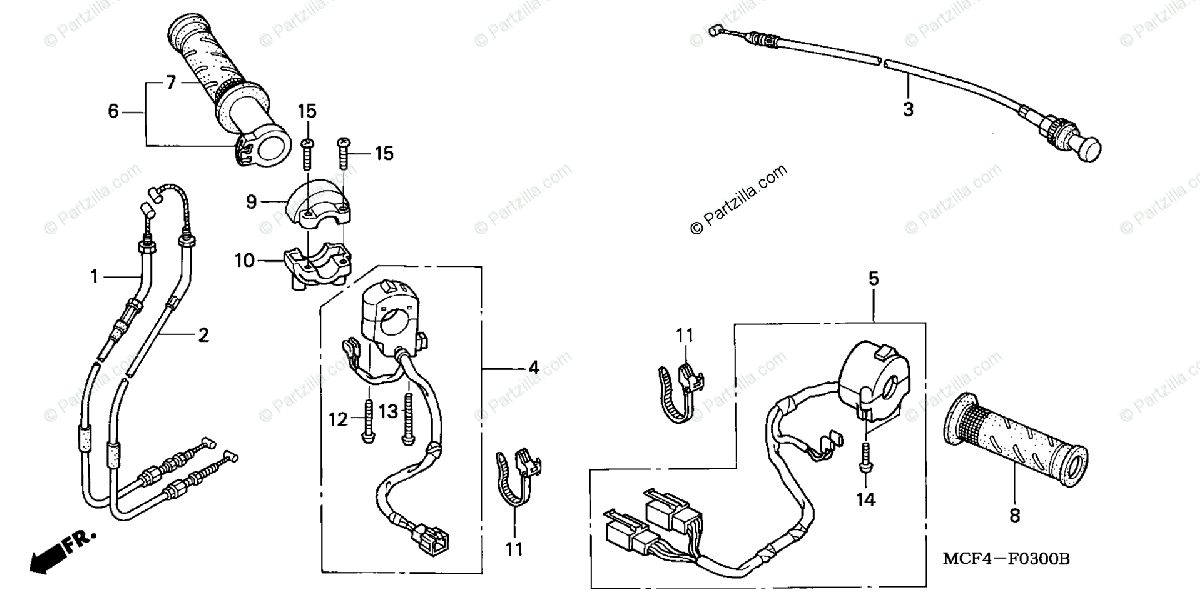 Honda Motorcycle 2000 OEM Parts Diagram for Switch / Cable | Partzilla.com