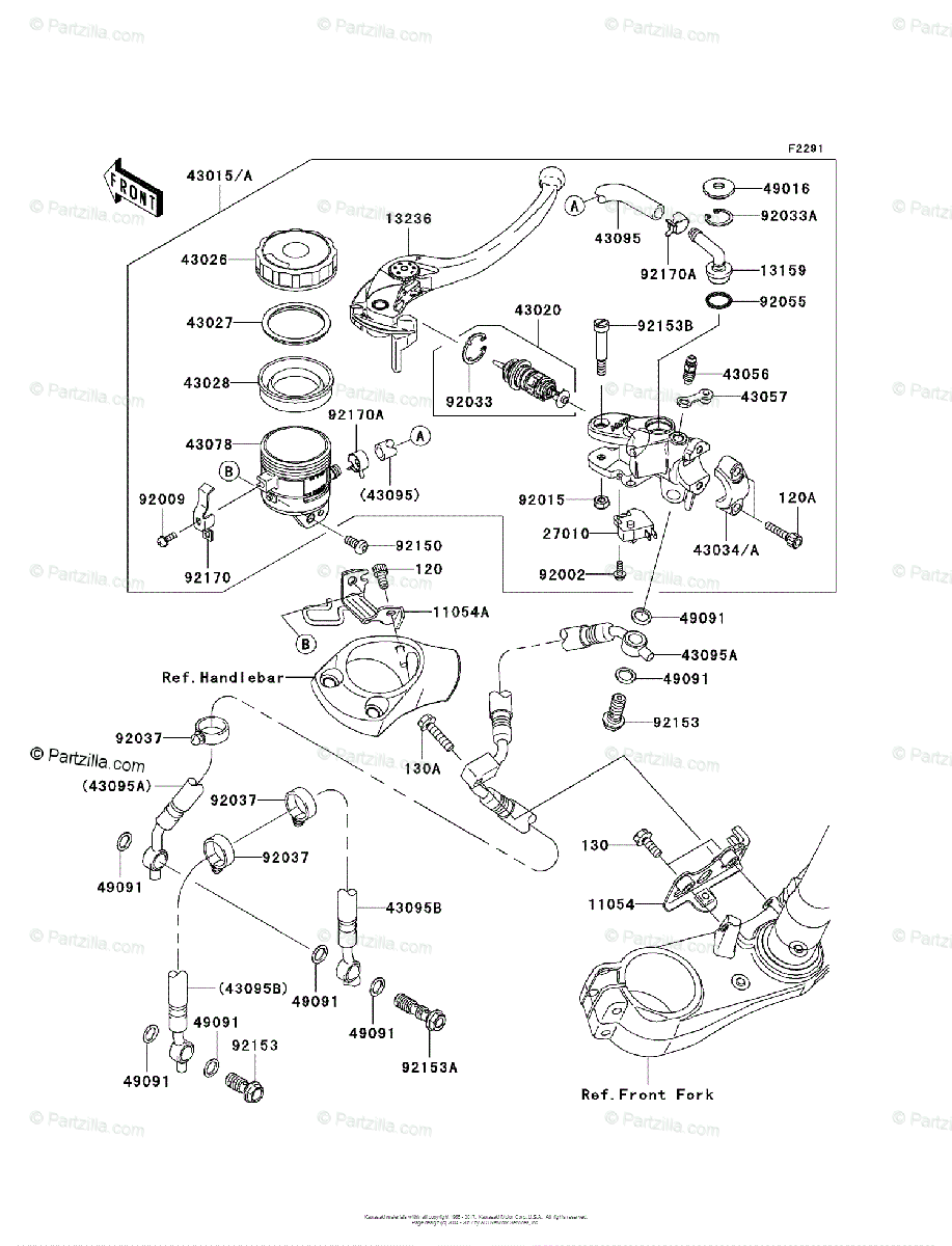 Kawasaki Motorcycle 2008 OEM Parts Diagram for FRONT MASTER CYLINDER