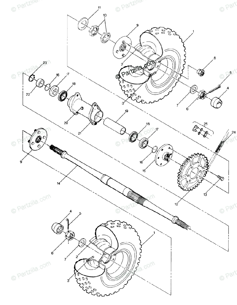 Polaris Atv 1988 Oem Parts Diagram For Rear Wheel Drive