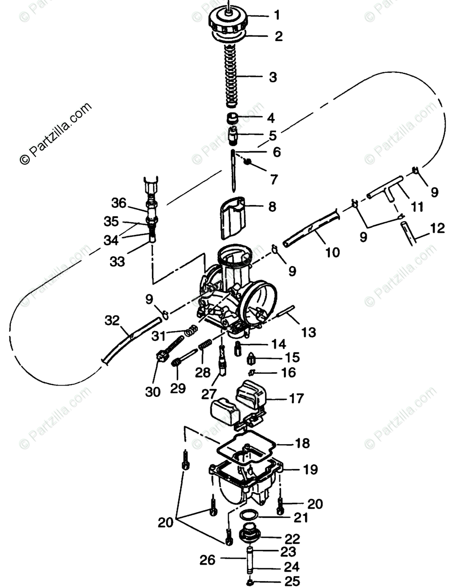 Polaris Snowmobile 1998 Oem Parts Diagram For Carburetor