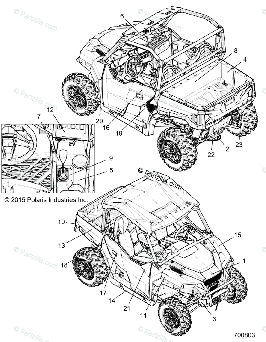 Polaris Side By Side 2016 Oem Parts Diagram For Body