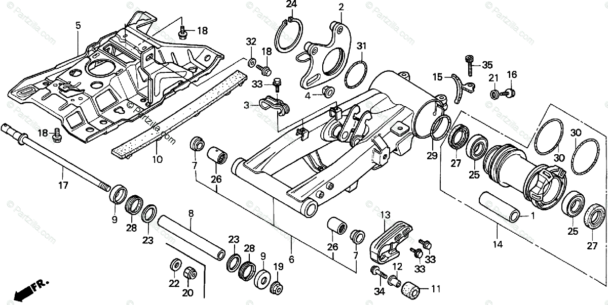 Honda ATV 2000 OEM Parts Diagram for Swingarm | Partzilla.com