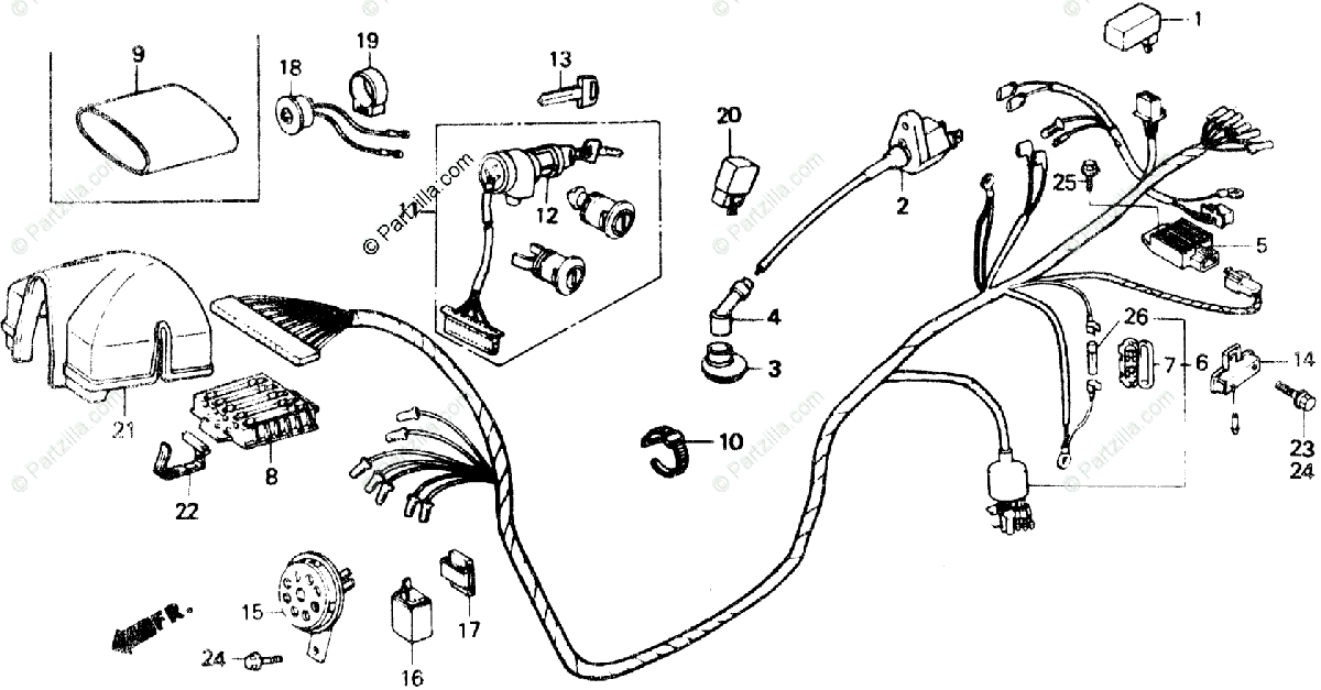 Honda Scooter 1986 Oem Parts Diagram For Wire Harness