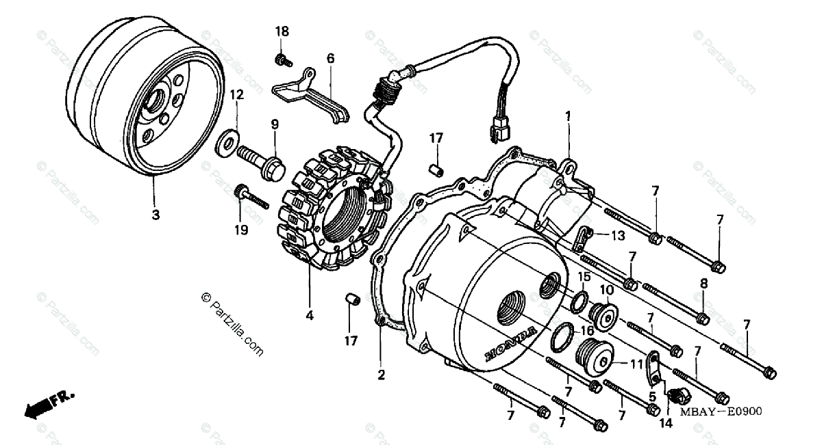 Honda Motorcycle 2000 Oem Parts Diagram For Left Crankcase