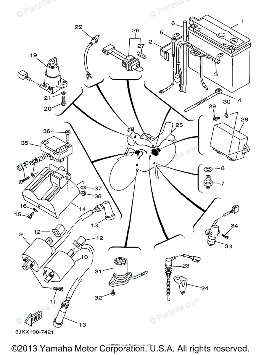 Yamaha Motorcycle 1998 Oem Parts Diagram For Electrical