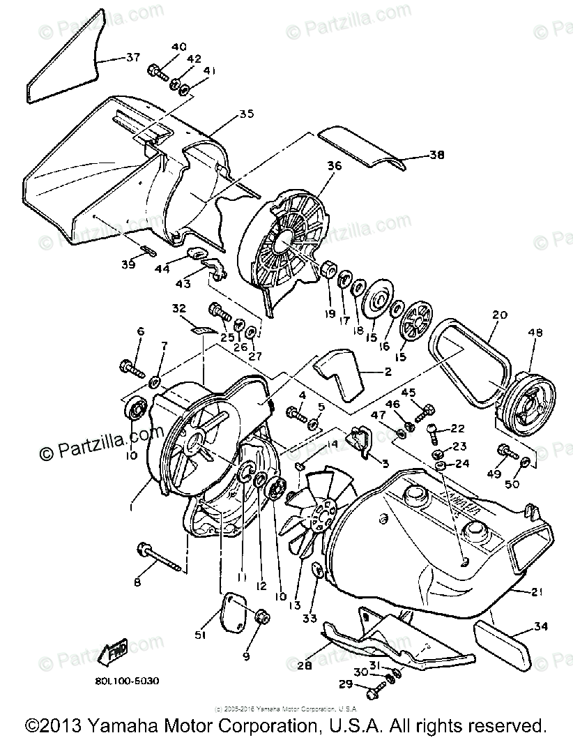 Yamaha Snowmobile 1985 Oem Parts Diagram For Air Shroud