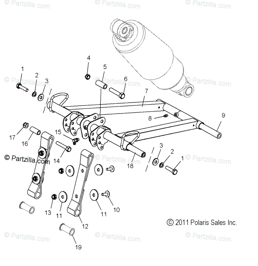 Polaris Snowmobile 2014 OEM Parts Diagram for Suspension, Torque Arm ...