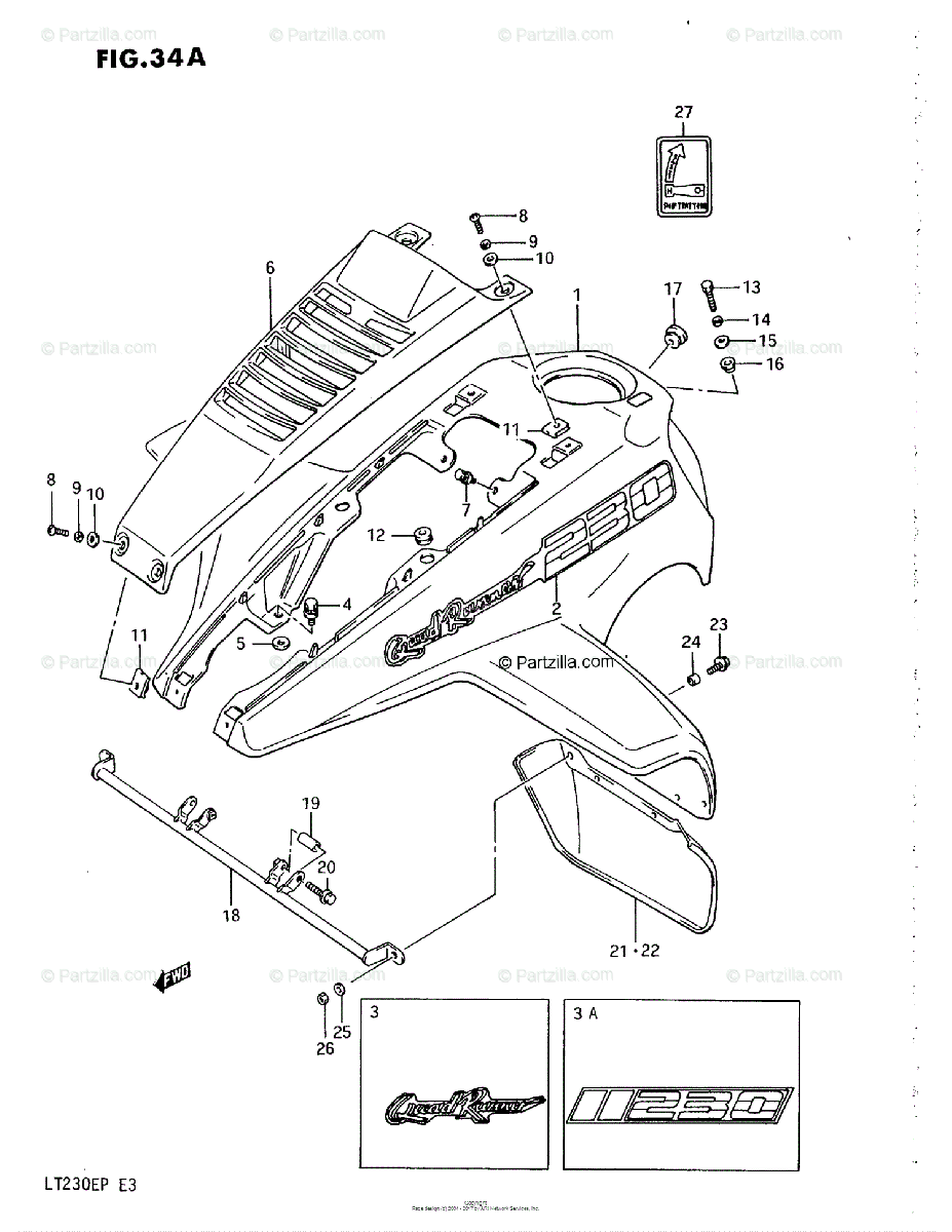 Suzuki Atv 1988 Oem Parts Diagram For Front Fender  Model