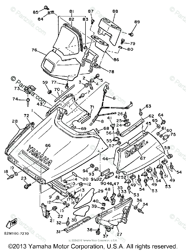 Yamaha Snowmobile 1987 Oem Parts Diagram For Shroud